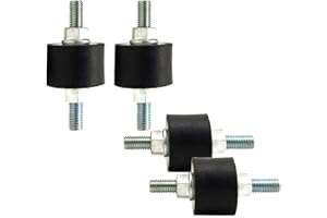 BOPOREAE 4 Pcs M10 40 x 30 mm Rubber Isolator Mounts Double Studs Shock Absorber with 8 Pcs Locknuts, Cylindrical Anti Vibration Isolation Damping Mounts for Compressor Pump Generator Motor Engine