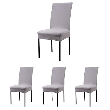 cosyvie Set 4 PCS Bezüge Decken-Stuhl ausziehbar und waschbar für Schutz Stuhl Esszimmer schwarzen, grau