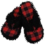 LazyOne Unisex Moose Plaid Spa Slippers Adult S/M