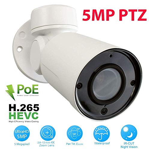 GW 16 Channel H.265 4K NVR 5MP IP Network PoE PTZ Camera System, 16pcs 5MP 1920p PoE 4X Optical Pan Tilt Zoom Bullet Security Camera, 130ft Night Vision, 4TB Hard Drive Included