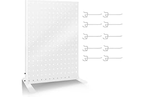 Uppcasir Pegboard Display Stand with 10 Hooks for Craft Shows, Metal Jewelry and Key Ring Retail Display Racks for Selling Accessories, Retail Stores, Vendors & Events, 17 X 13 Inch (1 PCS, White)