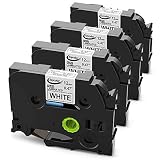 Anycolor Compatible Label Tape Replacement for Brother P-touch TZe-231 TZe Tape 12mm 0.47 Laminated White TZ Tape Work with Brother PT-H110 PT-D210 PT-D400 PT-D600 Label Maker, Black on White, 4-Pack