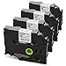 Anycolor Compatible with Brother TZ Tape 12mm 0.47 Laminated White Tape TZe-231 TZ231 TZe231 Label Maker Tape, Work with P Touch PT-D210 PTD-220 PTH110 D600 D400 1880 Label Maker, 4-Pack