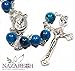Beautiful Blue Glass Beads Rosary Catholic Necklace Holy Soil Medal & Crucifix