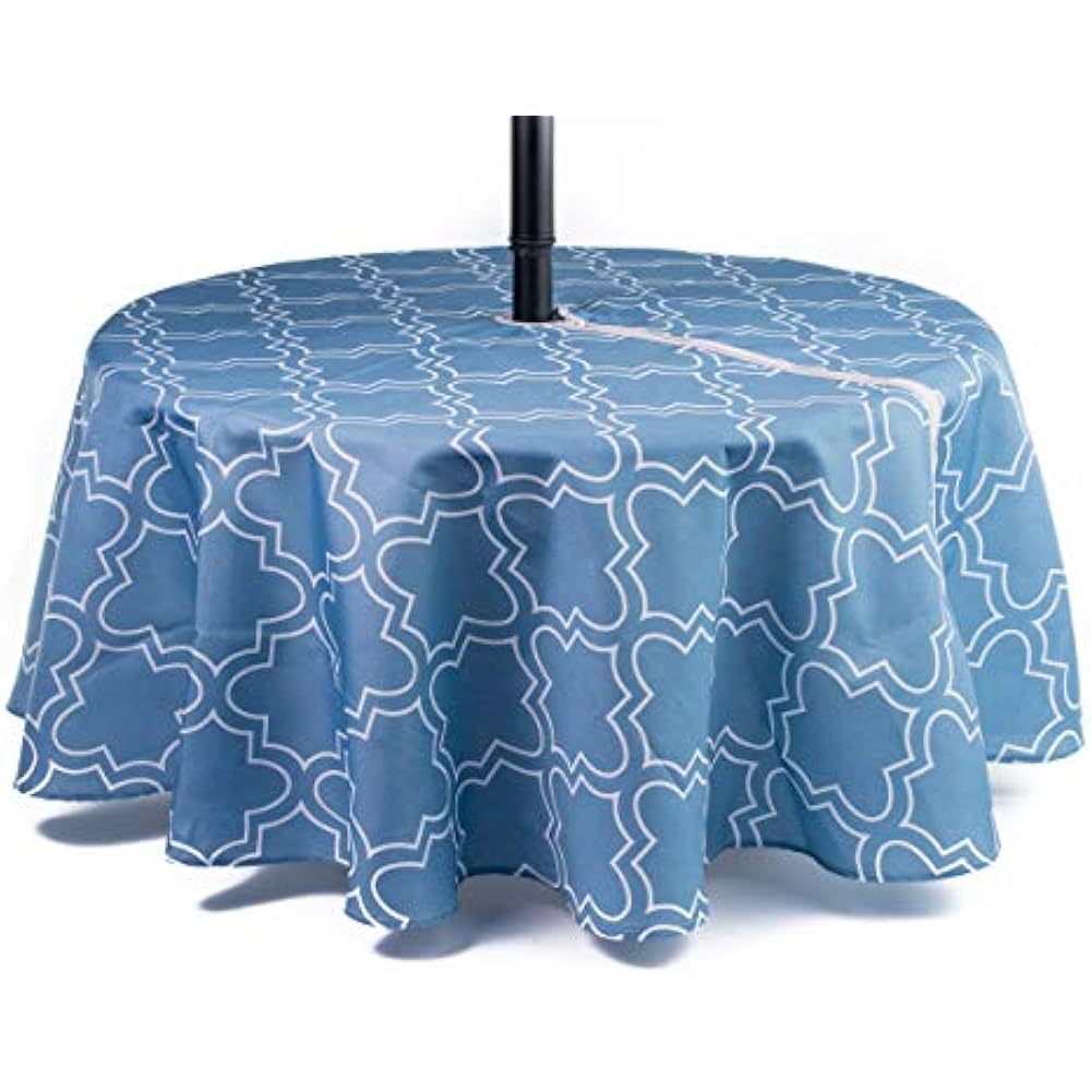 Outdoor Umbrella Tablecloth / 60 Inches Stain Resistant/Round With Zipper For eBay