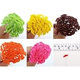 ICRAFY 100 Assorted Lily Stamens Pollen Flower Clay Craft Artificial Scrapbook Floral Round Wire Stem Card, Green Brown Orange Pink Yellow Color, Long Size with Wire 10 cm.