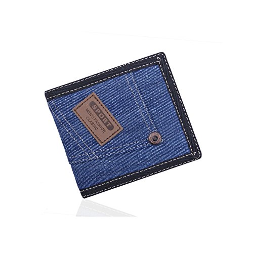 Unisex cowboy jean cloth canvas short wallet money clip…