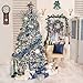 Valery Madelyn Pre-Lit 6 Feet Winter Wishes Blue Silver Christmas Garland with Artificial Greenery Frosted Spruce, Christmas Ball Ornaments and Snowflake, Battery Operated 20 LED Lights
