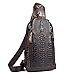 Sunmig Men’s Crocodile Genuine Leather Crossbody Chest Bag Hiking Sling Daypack (Model 3201)