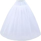 *daisysboutique* Hoopless Petticoat Crinoline Multi Layers A-Line White Tulle Underskirt Slips for Bridal Wedding Dress (One Size, 4 Layer + A Line, White)