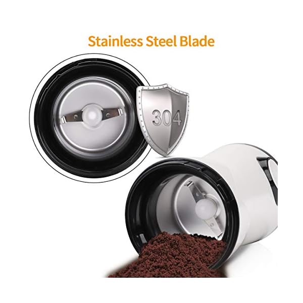 Kaffeemühle Elektrische, morpilot 150W Kaffeemühle mit 70g Fassungsvermögen,Edelstahlmesser, Pinsel, Mühle für… – Bild 5