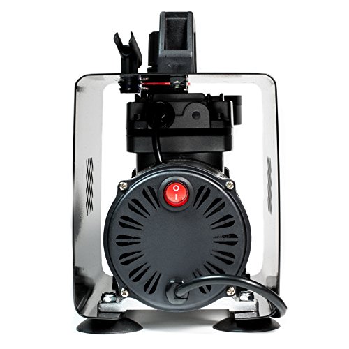 PointZero 1/5 HP Airbrush Compressor - Portable Quiet Hobby Tankless Oil-Less Air Pump with Cover - Thumbnail 3