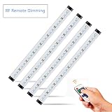 NEWCITY LED Under Cabinet Lighting Kit: 4pcs Extendable Under Counter LED Light Bars Pure White 6500K, Dimmable RF Remote Control for,Cupboard, Wardrobe,Locker,ounter,Closet Lighting with.