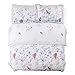 Bedsure Printed Floral Duvet Cover Set Twin Size White Soft Duvet Cover Zip Bedding Sets Collection