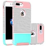 iPhone 7 Plus Case, JDBRUIAN [Minimal Stripe]Slim [Dual Layer] Protection [Scratch Resistant] Hard Back Cover [Shock Absorbent] TPU Bumper Case for Apple iPhone 7 Plus [5.5 inch] - Rose Gold