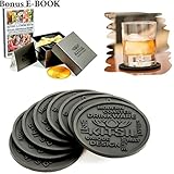 Coasters for Drinks by Kitsil - Protect Your Furniture & Tables + eBook + Gift Box - Silicone Bar Drink Mats Set of 8, Size 4