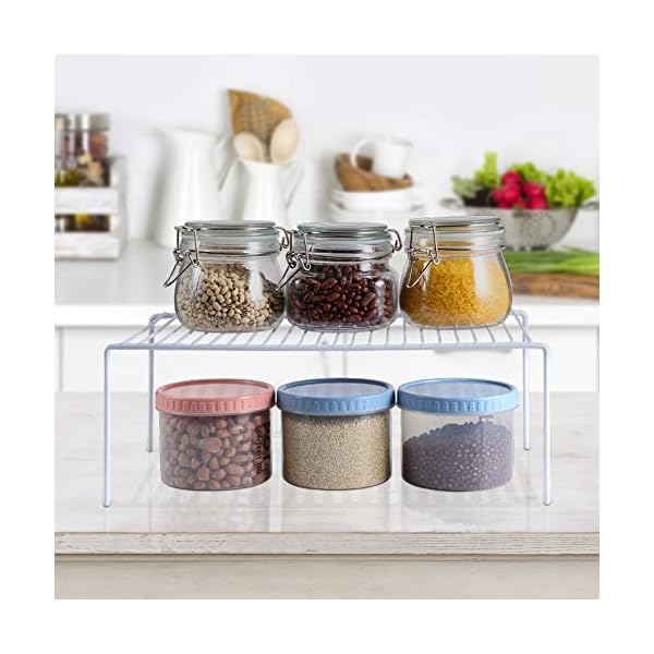 iPEGTOP-Cupboard-Organiser-Cabinet-Shelf-Rustproof-Stainless-Steel-Home-and-Kitchen-Storage-Shelf-Wire-Rack-for-Kitchen-Cabinets-Dish-Drainer-Pantry-Countertops-Fridge-Food-and-Utensils-White iPEGTOP 2 Pack Large (40 x 24 cm) Freezer Cabinet Storage Shelf Rack, Rustproof Stainless Steel Kitchen Organizer Space…