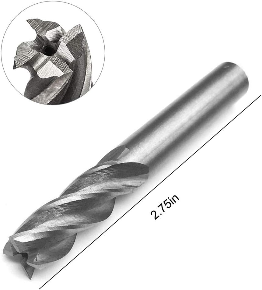 4 Flute 2PCS End Mill Set for Wood Aluminum Steel Titanium End Mill Bits,Cutting Tools 0.42.75