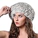 FURTALK Women's Winter Warm Rabbit Fur Beret Hat Grey
