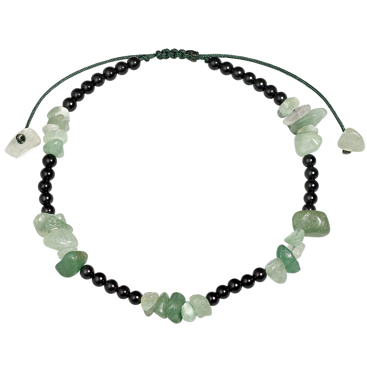 Jewboo Quartz Crystal Tumbled Chip Beads with Agate Beach Anklet Bracelet for Women Essential Oil Diffusers Gemstones and Crystals Foot Jewelry Spiritual Gifts (Aventurine Jade)