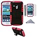 S3 Mini Case, Wisdompro® [2 Piece in 1] Dual Layers [Heavy Duty] Hard Soft Hybrid Rugged Protective Case with [Foldable Kickstand] for Samsung Galaxy S3 Mini (NOT S3 Fit) - Hot Pink/Black