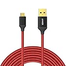 Anker 10ft/3m Nylon Braided Tangle-Free Micro USB Cable with Gold-Plated Connectors for Android, Samsung, LG, HTC, Nexus, Sony and More (Red)