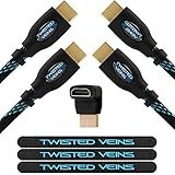 Twisted Veins HDMI Cable 15 ft, 2-Pack, Premium HDMI Cord Type High Speed with Ethernet, Supports HDMI 2.0b 4K 60hz HDR on Most Devices and May Only Support 4K 30hz on Some Devices