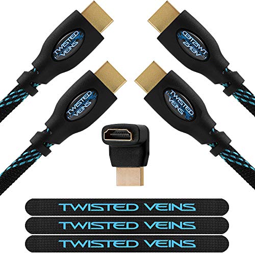 Twisted Veins HDMI Cable 15 ft, 2-Pack, Premium HDMI Cord Type High Speed with Ethernet, Supports HDMI 2.0b 4K 60hz HDR on Most Devices and May Only Support 4K 30hz on Some Devices