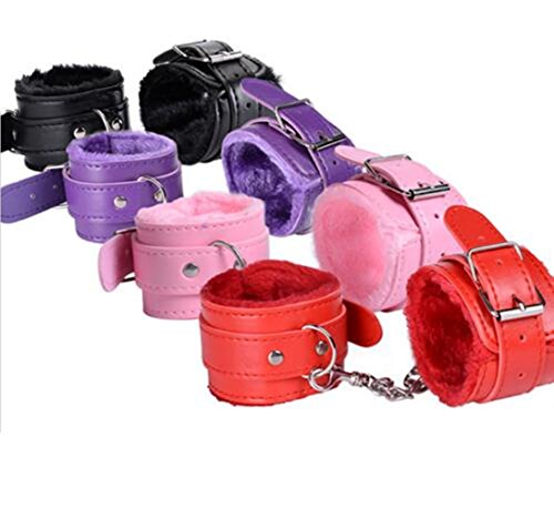 Jiuhexu Adjustable PU Leather Handcuffs Adjustable Soft Wrist Cuffs, Black
