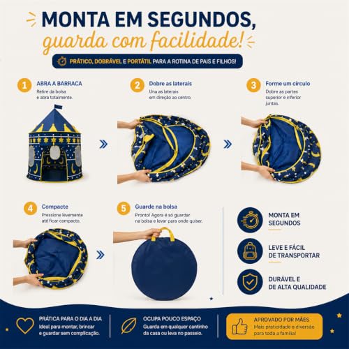 K-SELL IMPORTS, Barraca Infantil Cabana e Castelo dos Príncipes Azul | Cabana Dobrável, Para Menino, Tenda Cabaninha