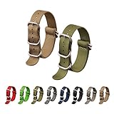 Ritche 2pc 18mm Watch Band with 1.5mm Thickness Quality Nylon Nato Straps and Heavy Duty Brushed Buckle (ArmyGreen/Khaki)