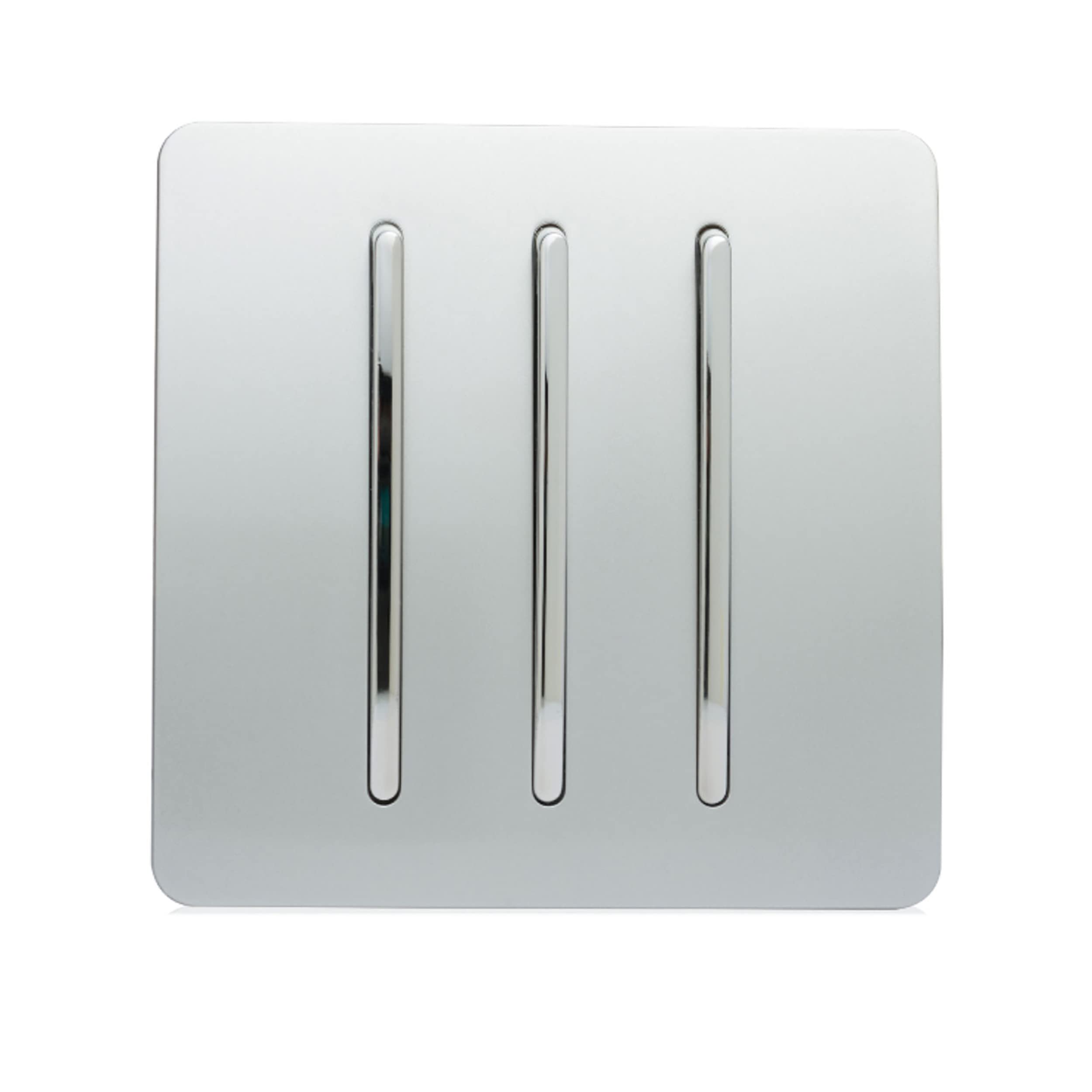 Trendi Switch ART-SS6SI 10 A Trendi 3 Gang 2 Way Artistic Modern Glossy Rocker Tactile Light Switch - Silver