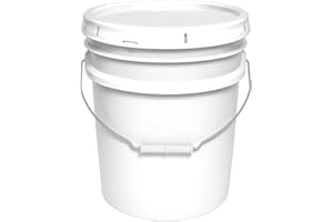 MKS PLASTICS 5 Gallon Bucket & Lid - 90 Mil All Purpose Pail - Made in The USA - Food Grade - Contains No BPA Plastic - Recyclable (White, 1)