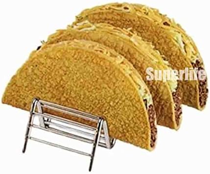 BJ-34 Stainless Steel Taco Plate Holder, Present Tortillas, Restaurant Home Table Serving, 3 to 4 Lattice