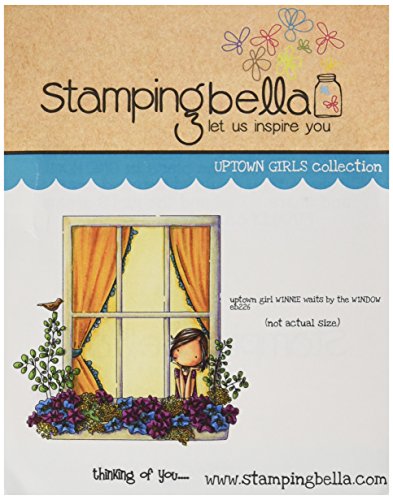 Stamping Bella Uptown Girl Peeking Out The Window Cling Rubber Stamp, 6.5