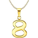 925 Sterling Silver 18k Gold Plated Number 0-9 Charms Pendant Necklace with Chain