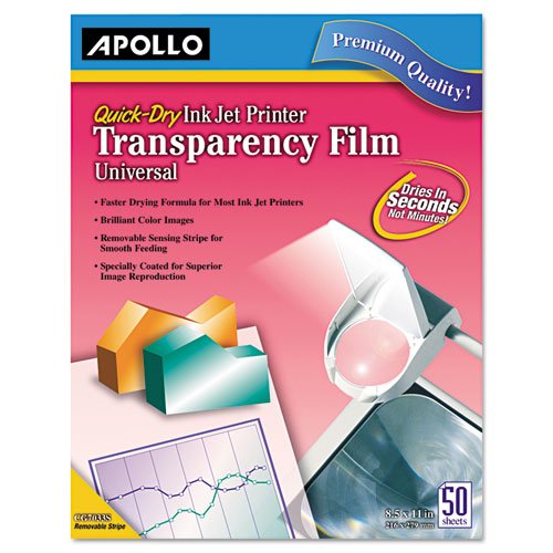 Transparency Film for Inkjet Devices, Clear, 50/Box, Sold as 1 Box, 50 Each per Box