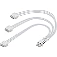 PCI-e 5.0 12VHPWR PSU Cable Extension, 600W 12+4 Pin Male to PCIE 3x8 Pin(6+2) Female PC Cable Extension for RTX 3090Ti/4070Ti/4080/4090,16AWG - 30CM (White)