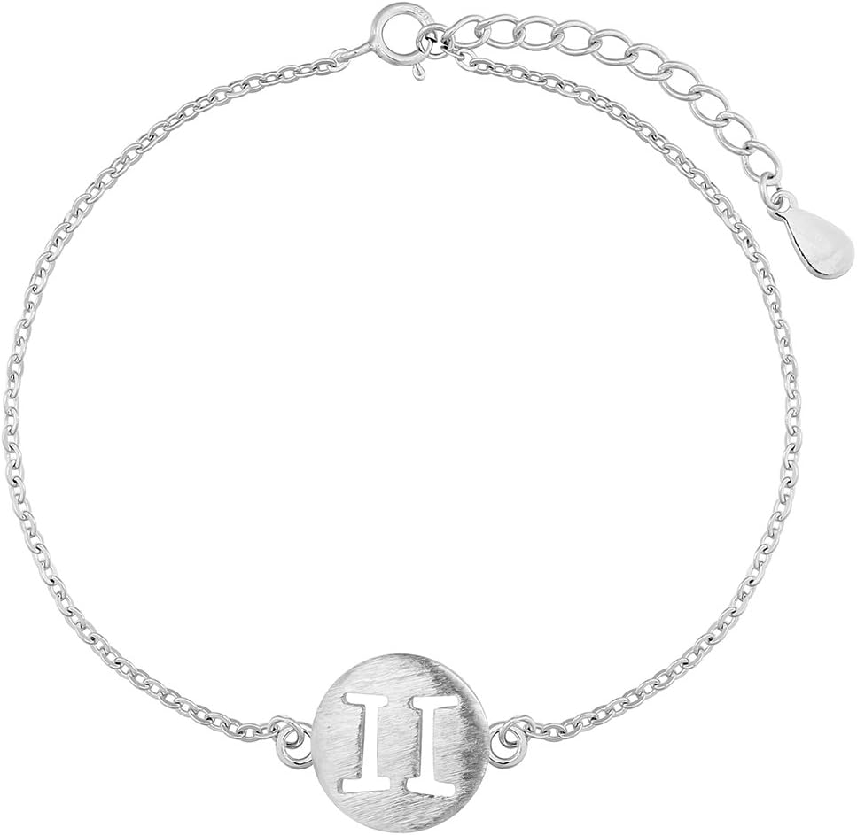 Qiandi 925 Sterling Silver 12 Zodiac Signs Constellation Horoscope Astrology Chain Bracelet Birthday Gift