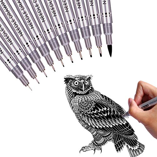 Black Precision Micro Line Pens,Multiliner, Anti-Bleed & Waterproof Archival Ink, Artist Illustration, Technical Drawing, Technical,Drawing,Office Documents, Scrapbooking,10/Set (Black) - Thumbnail 3