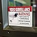 Home Security Sign - Business Camera and Surveillance Sticker for Indoor Outdoor Use Long Lasting Weatherproof Window and Door Warning Alert 24 Hour Surveillance Decal 4x3 in - 6 Pack