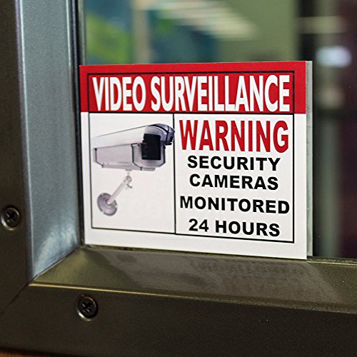 Best Quality Home Security Sign and Business Camera & Video Surveillance Sticker for Indoor Outdoor Use Long Lasting Weatherproof Window & Door Warning Alert 24 Hour Surveillance Decal 4x3 in - 6 Pack - Thumbnail 3