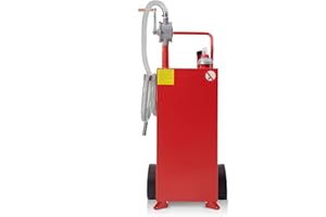 Euker Diesel Fuel Caddy 30 Gallon, Portable Fuel Tank with Wheels, Diesel Fuel Tank with Manual Fueling Nozzle & 360° Swivel Connector, Gasoline Diesel Can with Fuel Transfer Pump Gas caddy, Red
