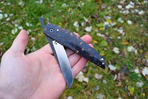 Friction folder "“Alder” Lights carbon lit Hand Made custom bushcraft pocket Knife best gift for him hand forged handcrafted