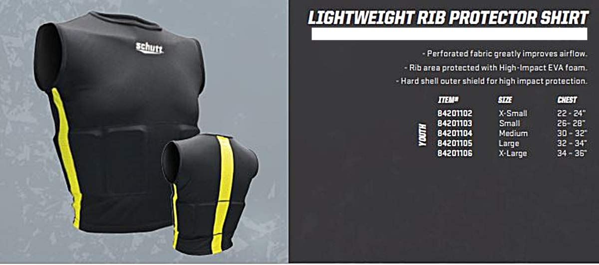 Schutt Sports Lightweight Youth Football Rib Protector Shirt, XSmall