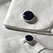 Salutto Men's Cufflinks and Studs Set for Formal French Shirt Formal Navy with Shiny Blue