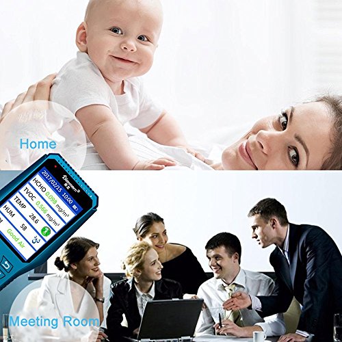Umootek Indoor Air Quality Detector Accurate Testing Formaldehyde PM2.5/PM10 Monitor Laser Smog Table Meter TVOC Tester Temperature and humidity detector (blue) - Thumbnail 6