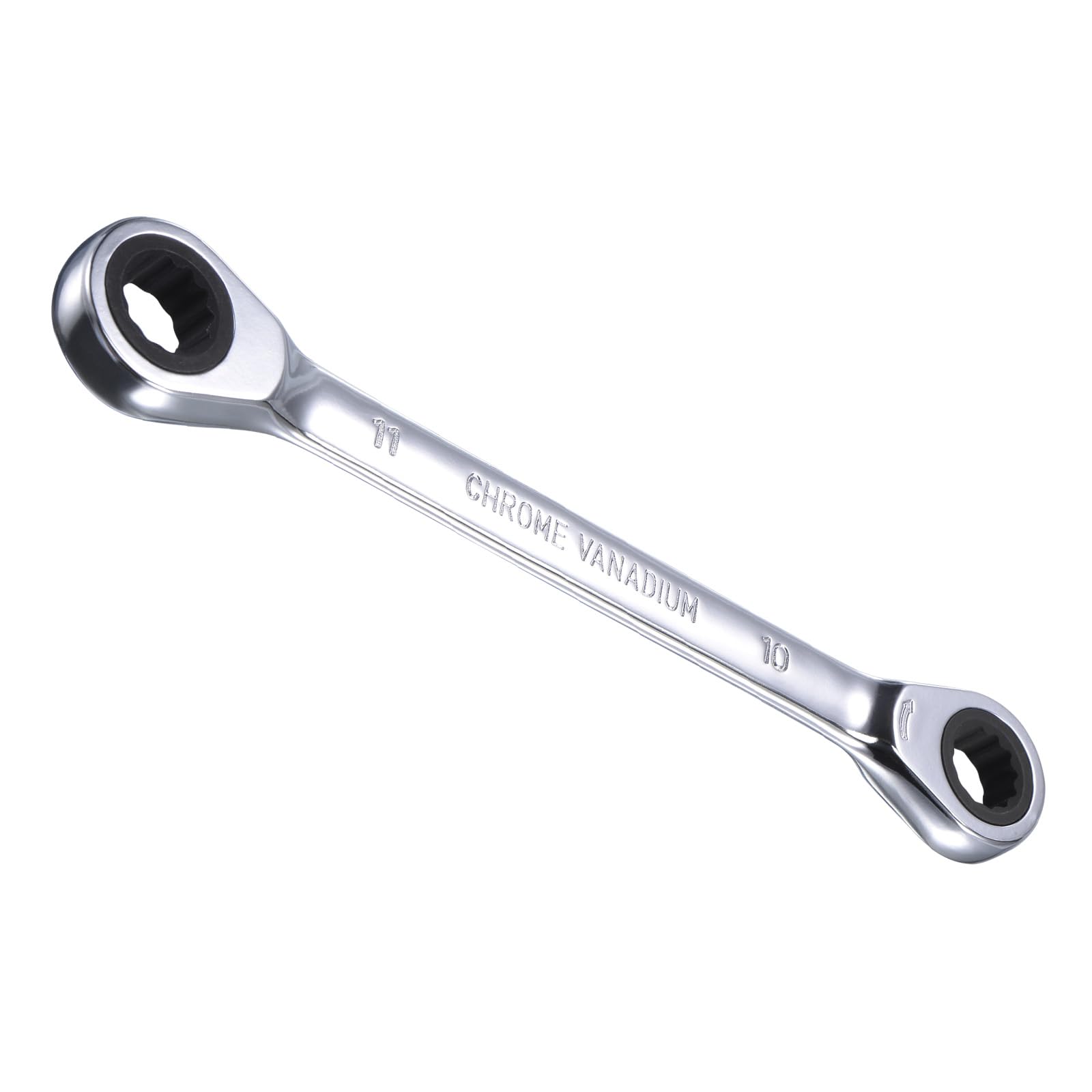 CoCud Double Box End Reversible Ratcheting Wrench, Metric 10 by 11mm Box End Size 72-Teeth, Cr-V Ratchet Spanner - (Applications: for Repairs)