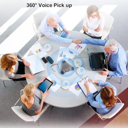 Conference Speaker and Microphone - 360° Omnidirectional USB Speakerphone with USB Hub, Features Noise Reduction and Echo Cancellation, Ideal for 8-10 People in Business Conferences and Home Offices.