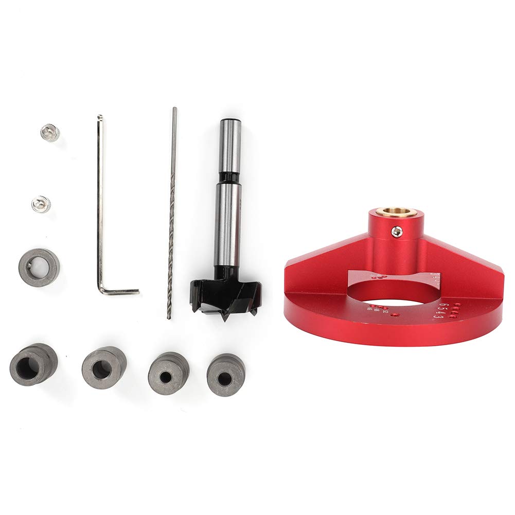 Aluminum Alloy Drill Guide Woodworking Self Centering Vertical Dowel Drill Jig Hole Finder Carpenter Tool 35mm Suitable for Vertical Drilling Hinge Drilling